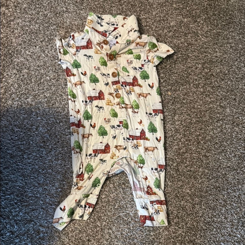 Farm Print Baby Romper